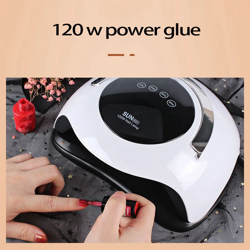 120W Nail Dryer, Professional Nail Lamp With 4 Timers With Motion Sensing Manicure Pedicure Salon Tool