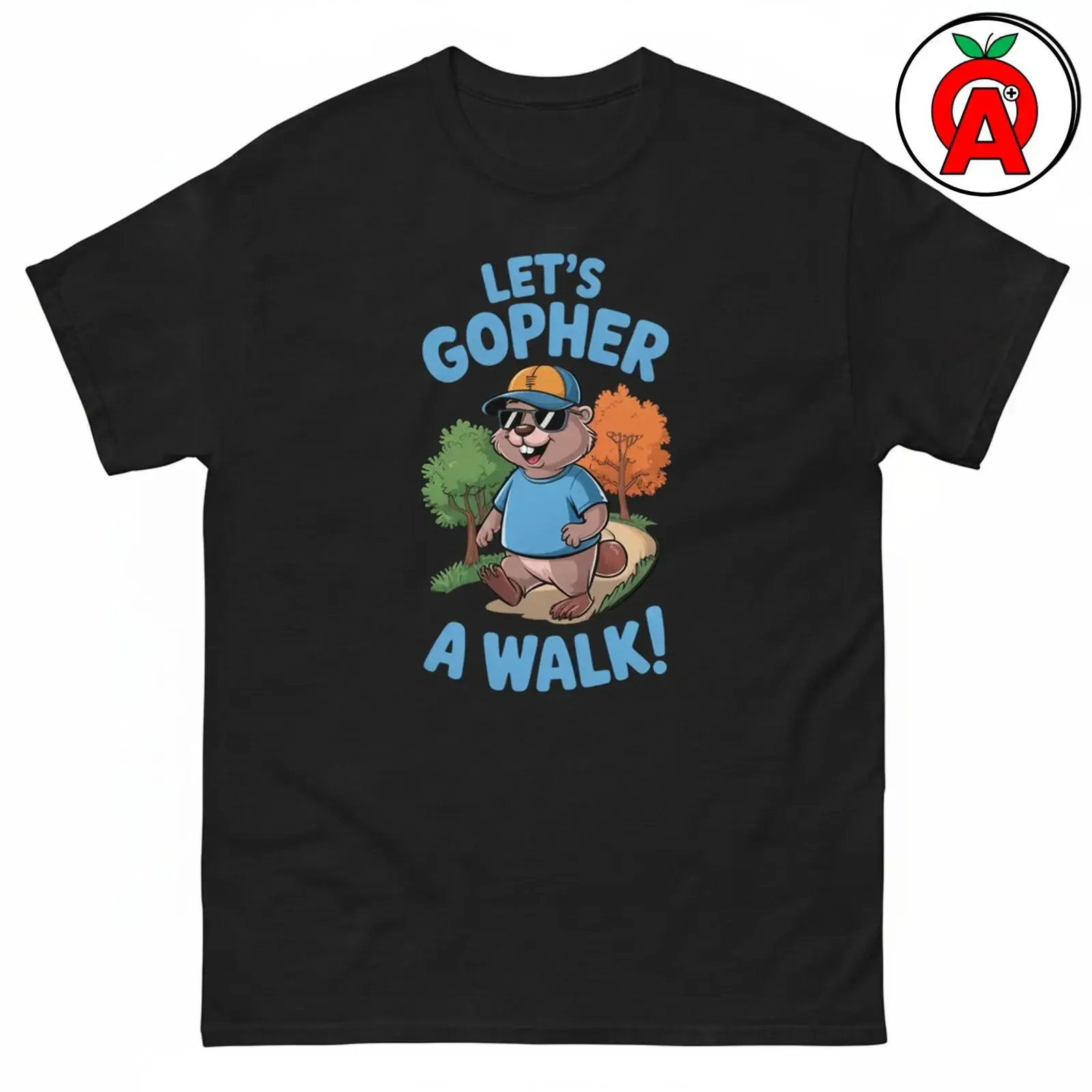 Let's Gopher A Walk Funny Pun T Shirt Cute Cartoon Animal Nature Outdoor Humor Cotton Casual Crew Neck vintage Washed