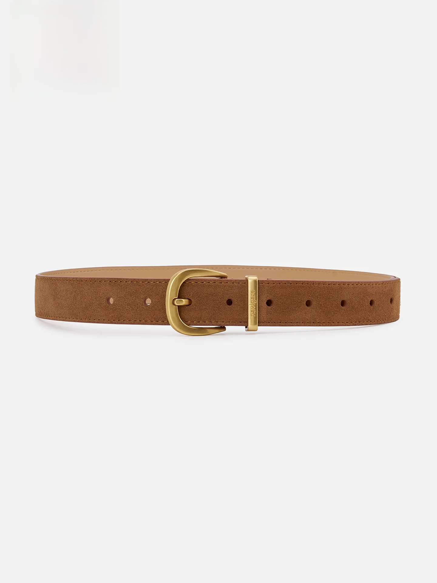 navigare-brown-leather-alloy-buckle-belt-women's-simple-versatile-velvet-surface-thin-belt-fashionable-casual-accessory