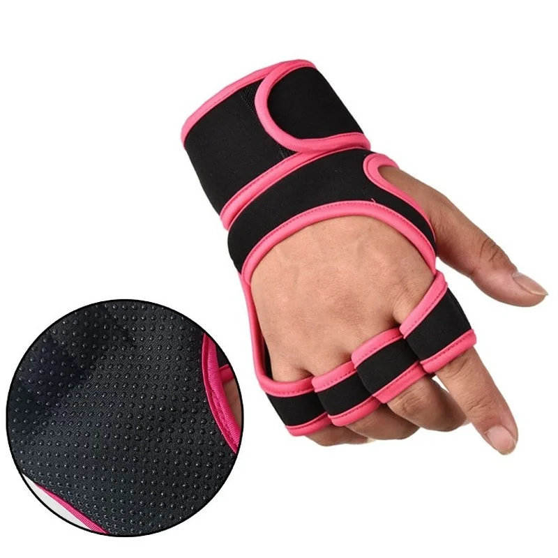 New 1 Pair Weight Lifting Training Gloves Women Men Fitness Sports Body Building Gymnastics Grips Gym Hand Palm Protector Gloves