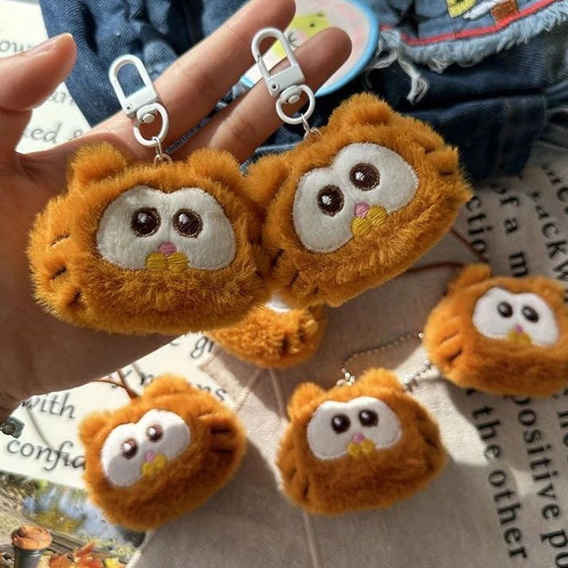 Cartoon Plush Orange Cat Doll Keychain Soft Stuffed Fluffy Bag Pendant Keyring Women Girls Birthday Gifts