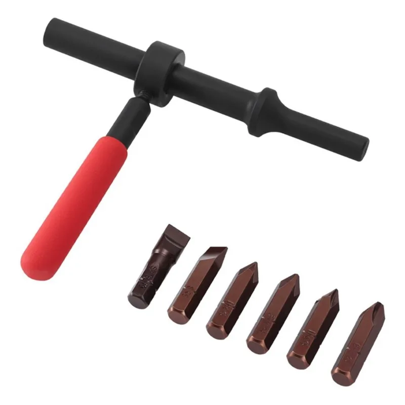 A50U Air Impact Screw Remover 6-Piece Diamond Steel Slotted & Phillips Bits Pneumatic Hammer Compatible