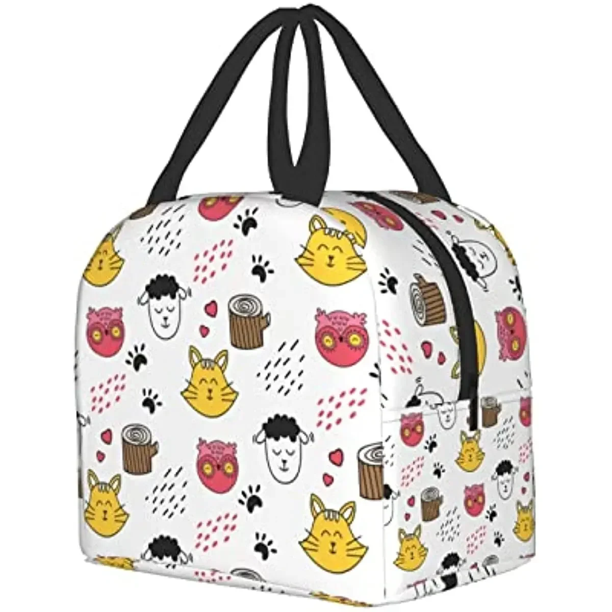 Cute Sheep Cat and Owl Lunch Bags Insulated Lunch Box for Women Men Tote Bag Lunch Container for Work Travel Outdoors