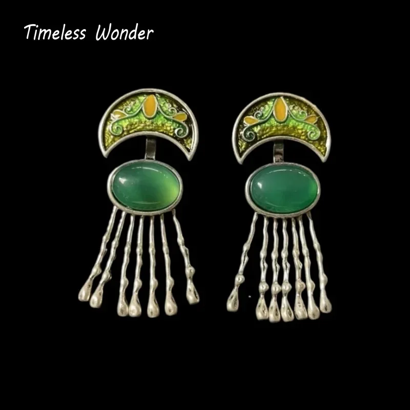 

Timeless Wonder Fancy Enamel Geo Stud Earrings for Women Designer Jewelry Runway Trendy Rare Gift Sweet Chinese Style 5152