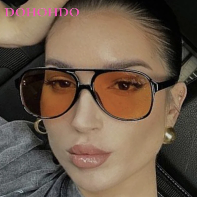 Punk Pilot Double Bridge Big Frame Women Sunglasses Retro Designer Brand Summer Sungalss Men Outdoor Sports Drive Eyewear UV400