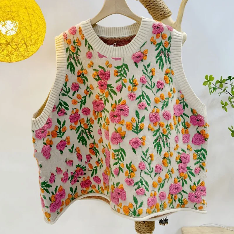 

Nice Femme Lively Cute Knitting O-neck Sleeveless Tank Top Sweater Women Clothing Autumn Winter Sweet All-match Pullovers Top Te