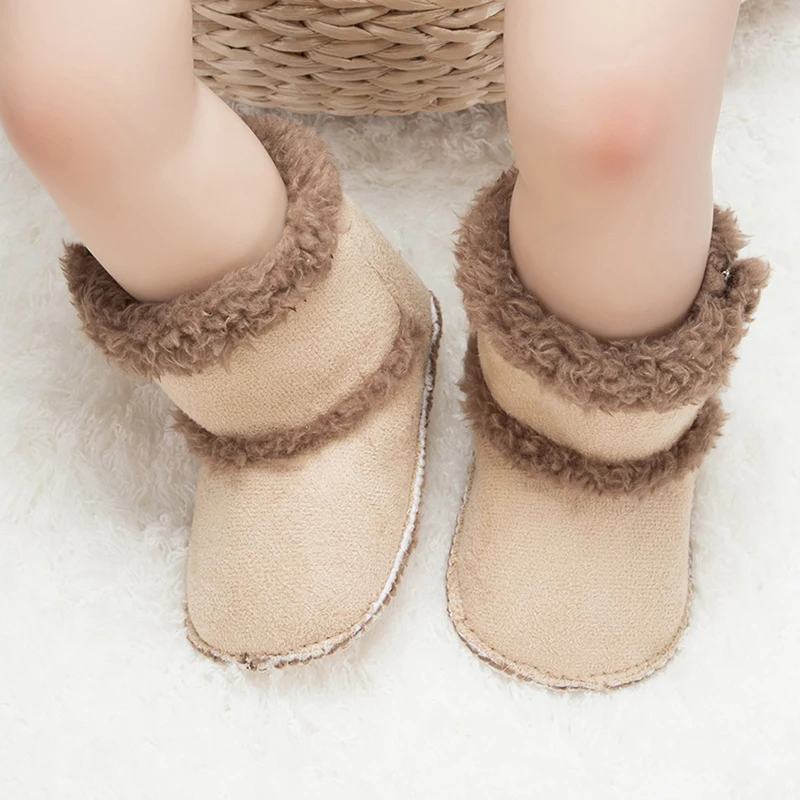 

Winter Plush Toddler Boots For Baby Boys Girls Thick Warm House Floor Warm Boots For Infant Kids Anti-slippery First Step Shoes