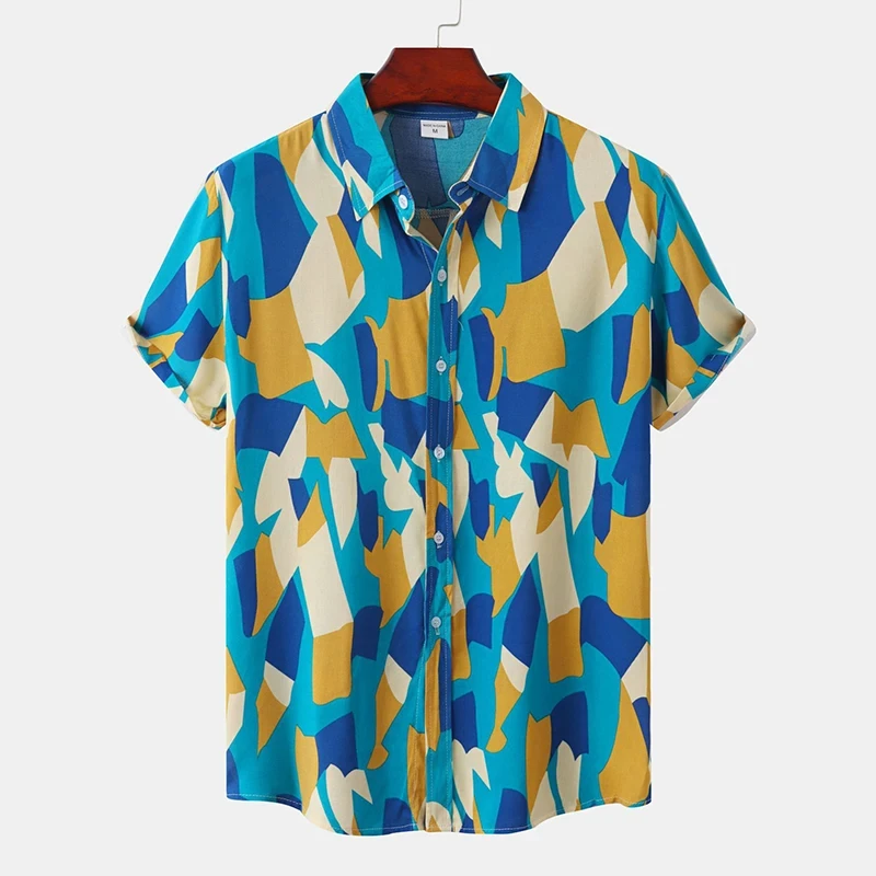 2024 New Fashion uomo donna camicie hawaiane stampa a righe bottoni Harajuku t-shirt Y2k top Streetwear abbigliamento a maniche corte maschile