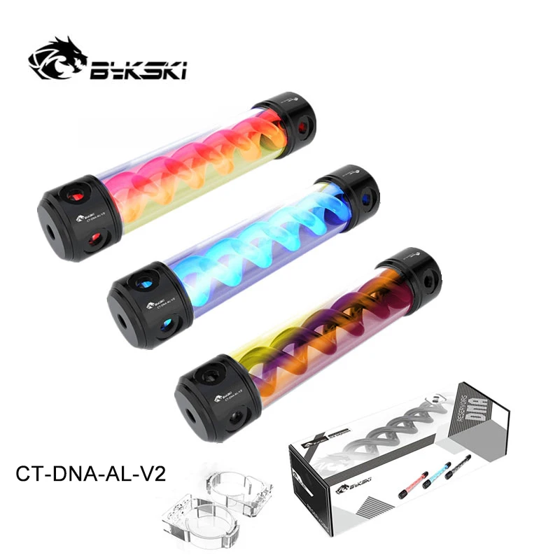 

Bykski T-Virus Reservoir Cylindrical Aluminum PC Water Cooling,Muti-Color Spiral Water Tank RGB 12V/5V,190/260mm,CT-DNA-AL-V2