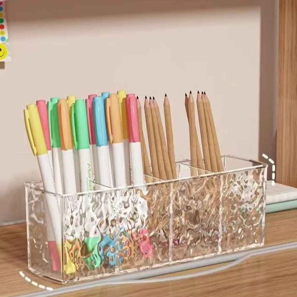 Transparent Water Ripple Storage Box Simple Multi Functional Makeup Brush Storage Tube Plastics Container Divided Storage
