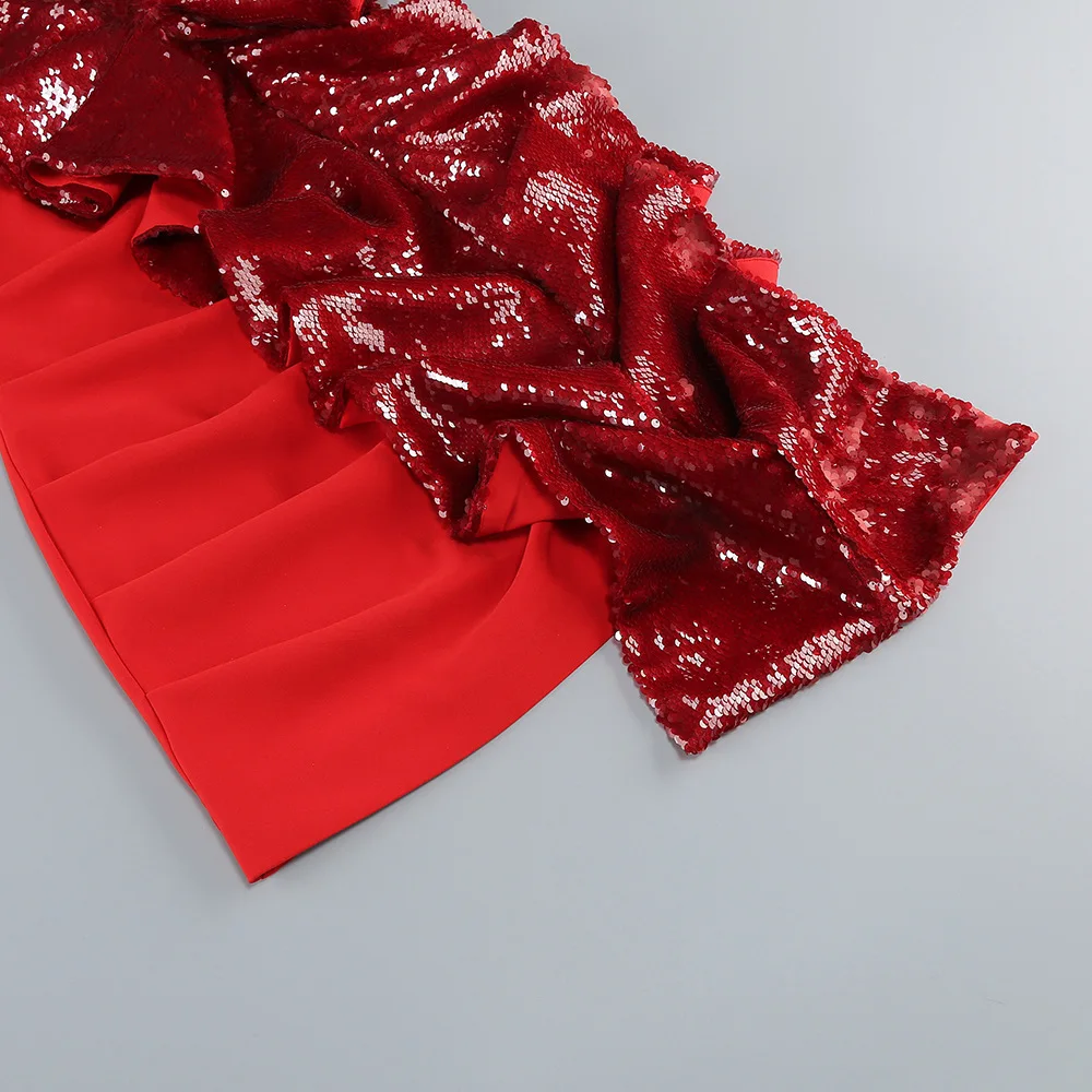 Luxury celebrity vacation photography nightclub evening gown sexy solid color strapless sequin decoration banquet dress