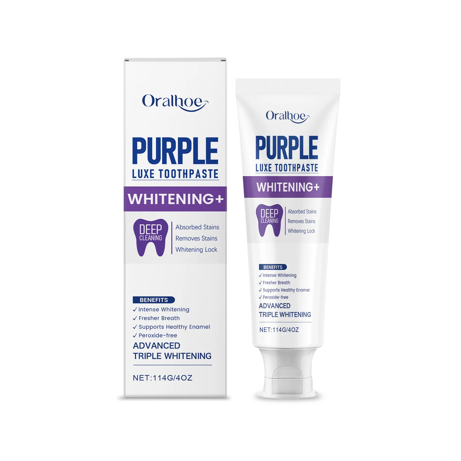 Purple Luxe Whitening Toothpaste Plaque Stain Removal Protect Gums Dental Bleaching Cleaning Fresh Breath Brightening Toothpaste