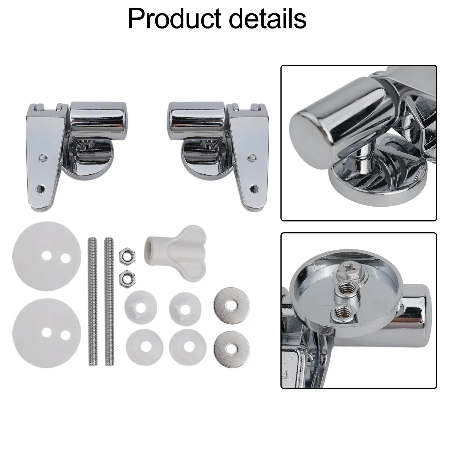 Toilet Lid Hinge Set Zinc Alloy Chrome Toilet Base Soft Close Hinges Spare  Replacement Fittings Hinge Pipe Accessories