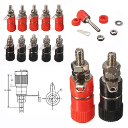 4.0 Red&Black Banana Socket Professional Binding Post Nut Banana Plug Jack Connector Nickel Plated For 4mm Banana Plug