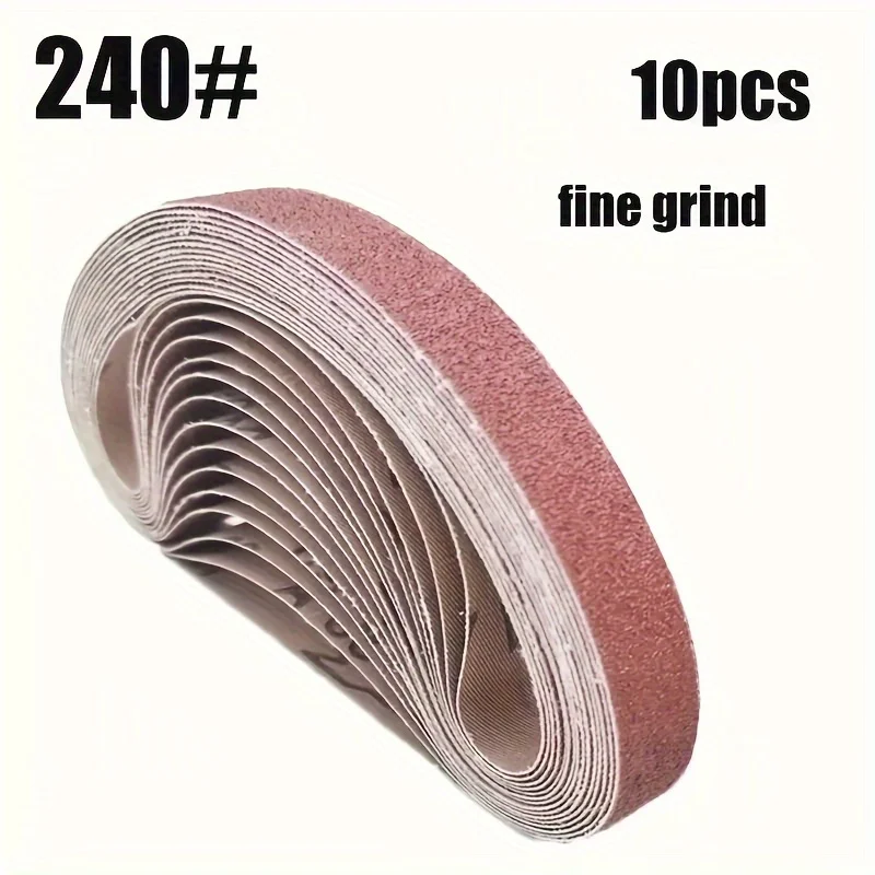 10 peças 60/100/240/320/800 # Mini Lixadeira de Cinta para Polimento de Aço Inoxidável, Remoção de Ferrugem, Tecido Abrasivo 520x20mm