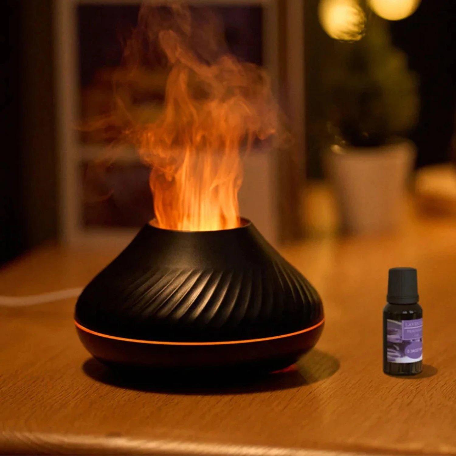 Volcano Fragrance Diffuser Essential Oil Lamp Usb Portable Air Humidifier With Colorful Flame Night Light Suitable  Bedrooms