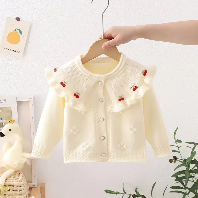 Girls Sweaters Spring Autumn 2025 Children Woolen Jersey Clothing Tops For Baby Girl Knitted Outerwear Kids Coats Costume 4 5 6Y