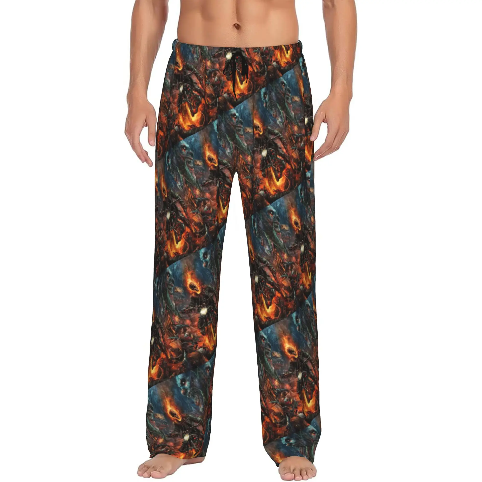 

Custom Ghost Anime Ride Pajama Pants for Men Lounge Sleep Stretch Sleepwear Bottoms with Pockets