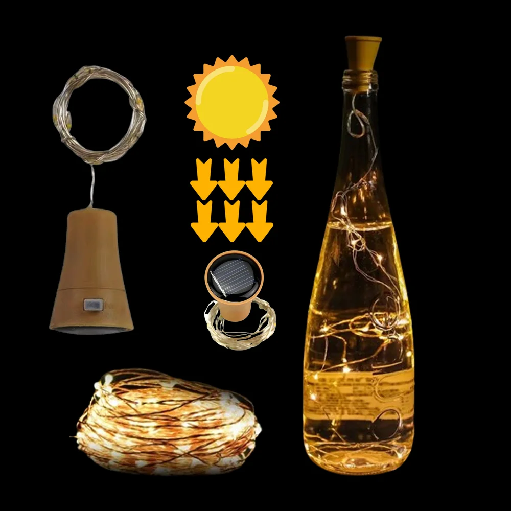 

Solar Wine Bottle Lights LED Copper Wire Cork String Light Fairy Lights Waterproof Garland DIY Christmas bar Wedding Decoration