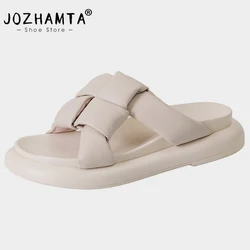 JOZHAMTA Size 34-40 Wedges Sandals Women Low Heels Summer Shoes Woman 2023 Fashion Slippers Casual Platform Sandal Retro Slides