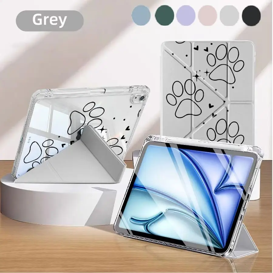 

Tablet Case For iPad Pro 2025 Air 4 5 M3 M2 M4 11inch 11th 10th 9th 8th 7th 12.9inch Mini 6 7 Holder Cover Y-Fold Cute Claw Claw