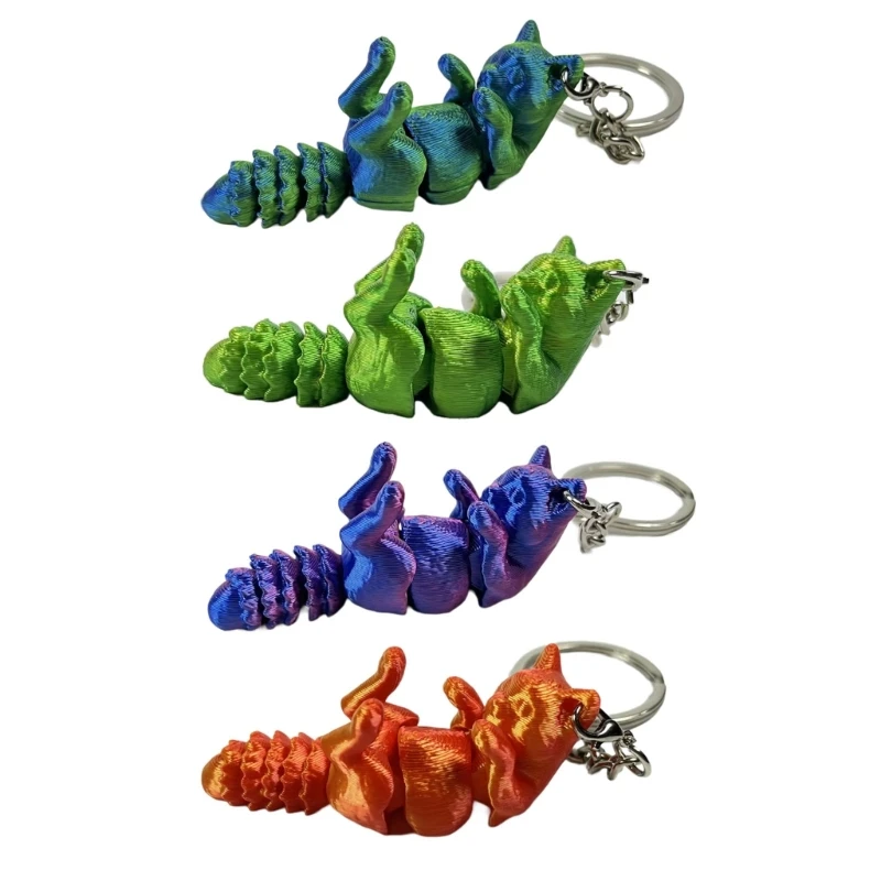 Adorable Multi Jointed Keyring, 3D Printed Pocket Sized Animal Figurine, Unique Desk and Bag Decoration