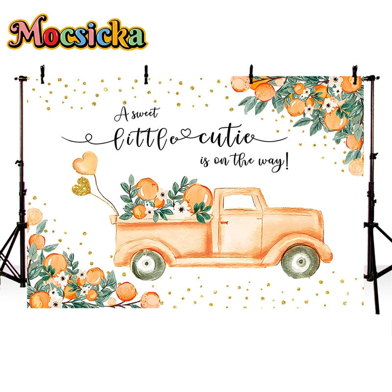 Mocsicka  A Sweet Pumpkin is On The Way Newborn Photography Background  Car Maple Leaf Polka Dot Decorative Banner