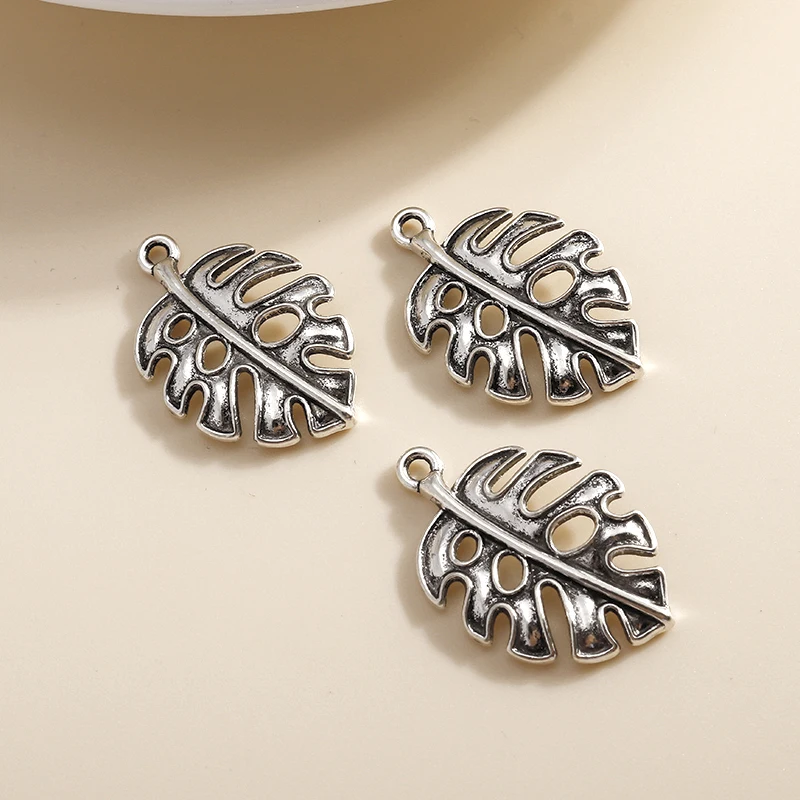 Leslie 20 Stück 18*26mm Metall-Legierung Bananenblätter Anhänger für DIY Handwerk Armbänder Halsketten Handgemachter Schmuck Zubehör – Detail 6