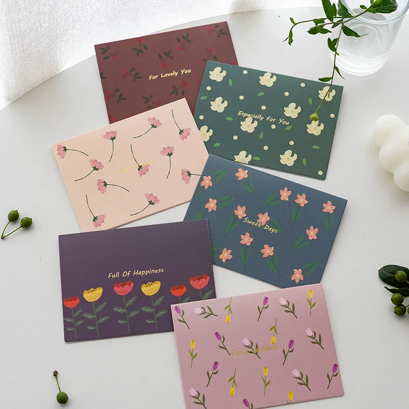 

Retro Fragmented Flowers Happy Holiday Cards with Envelopes and Stickers Holiday Greeting Cards Assortment Envelopes for Letters