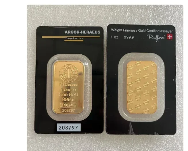 1oz 50g Swiss Argor gold bar sealed packing Foreign Currency Gifts Bullion switzerland Gold Plated serial number gift