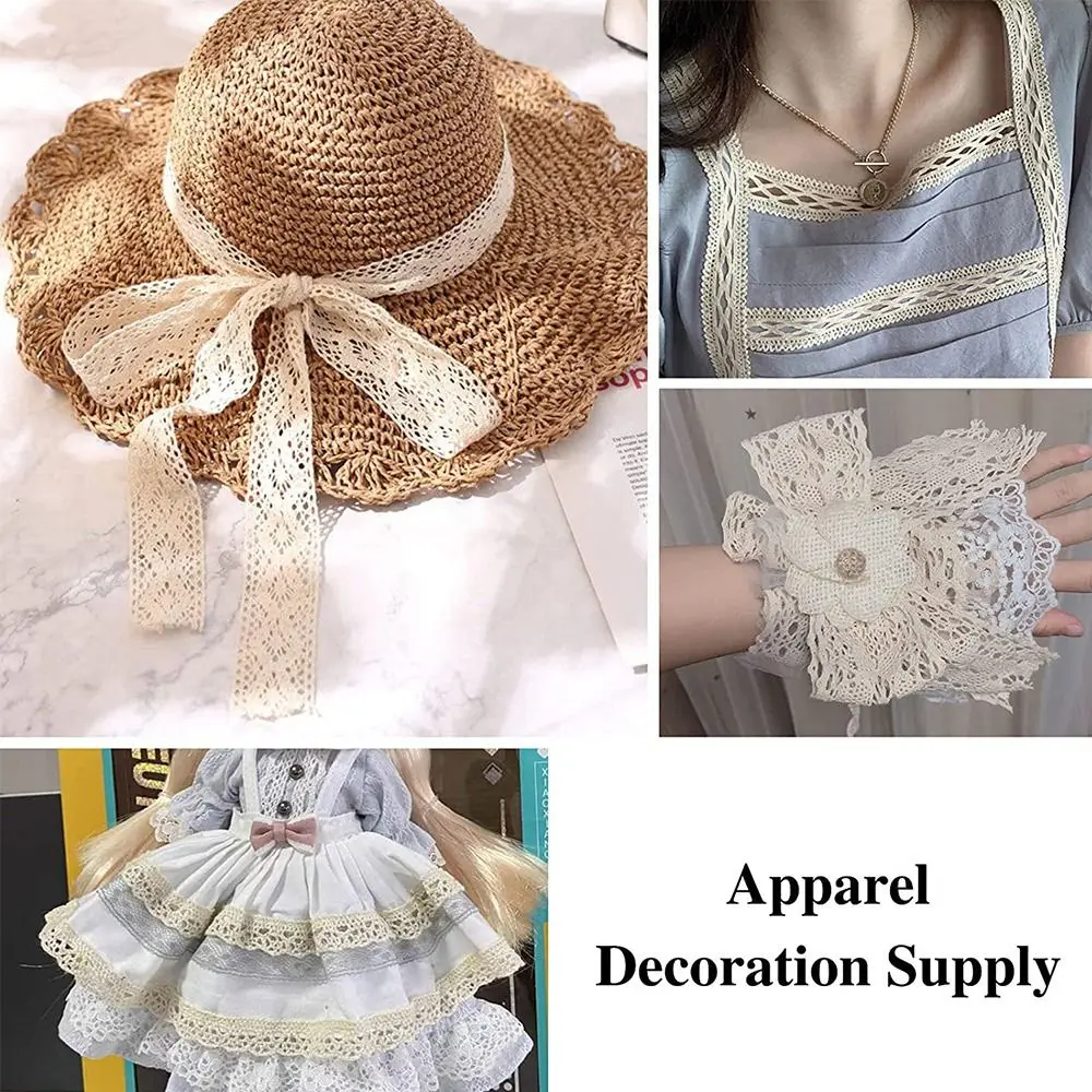 Cotton Handmade Costume Dress Wedding Party Craft Sewing Supplies Crocheted Lace Ribbon Lace Ribbon Sewing Crochet Lace Trim image 6