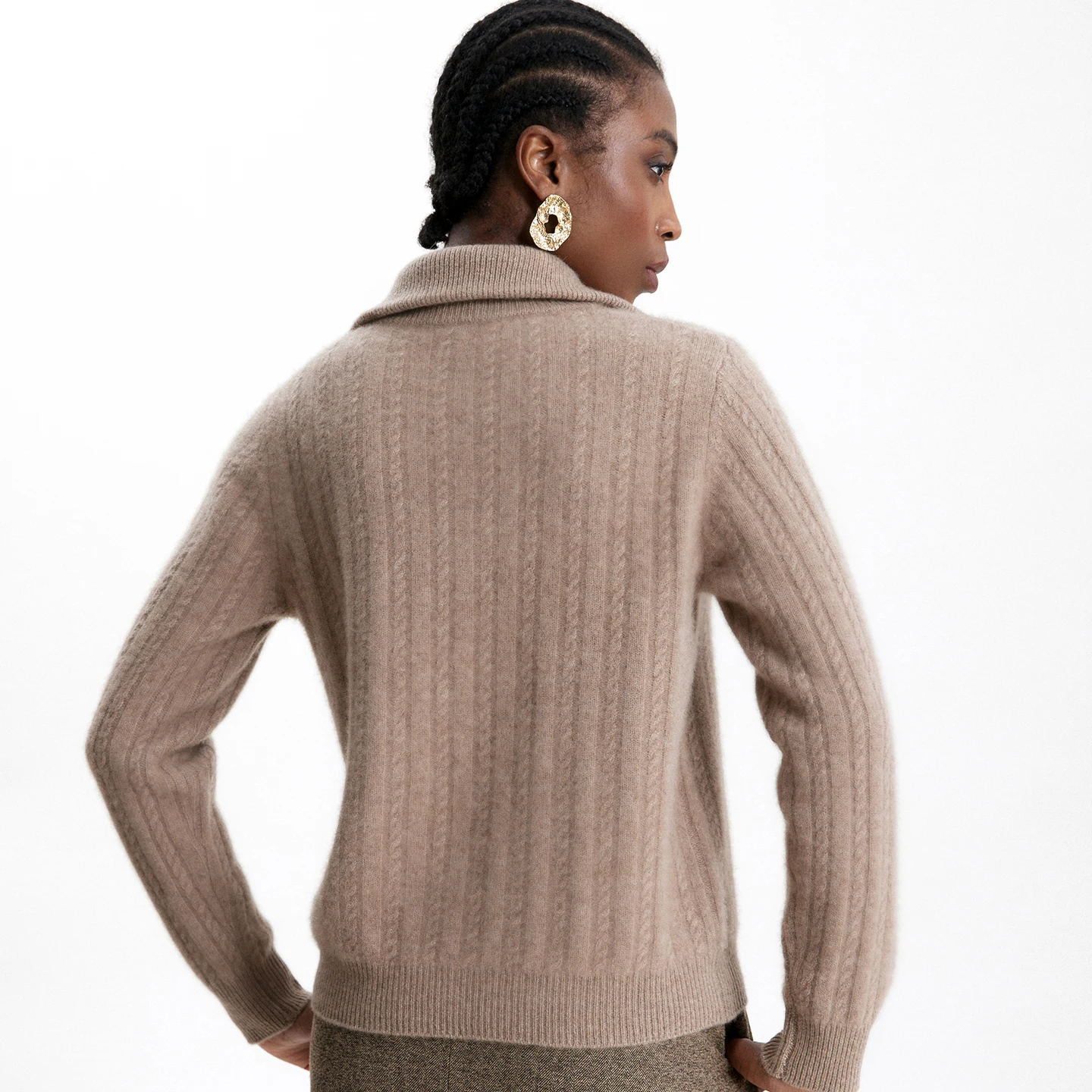 Autumn and Winter New Half Zipper 100% Pure Cashmere Sweater Women's Loose Collar Thickened Long Sleeve Sweater Temperament Cash