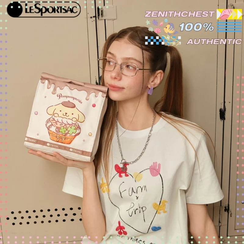 

Lesportsac Clutch Bag Sanrio Pompompurin Collaboration Cute Printed Storage Handheld Bag For Daily Outdoor Travel Use Adult