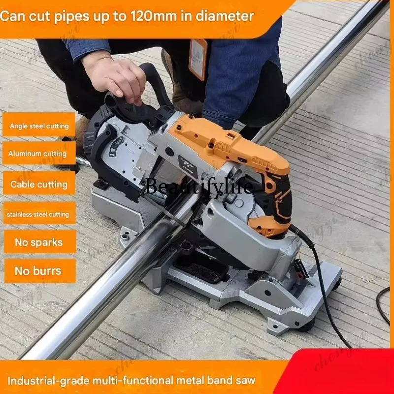 81 Compact Bench Top Band Saw Machine Portable Handheld Metal Cutting Saw For Stainless Steel Pipe Tube Wood Aluminum Profile