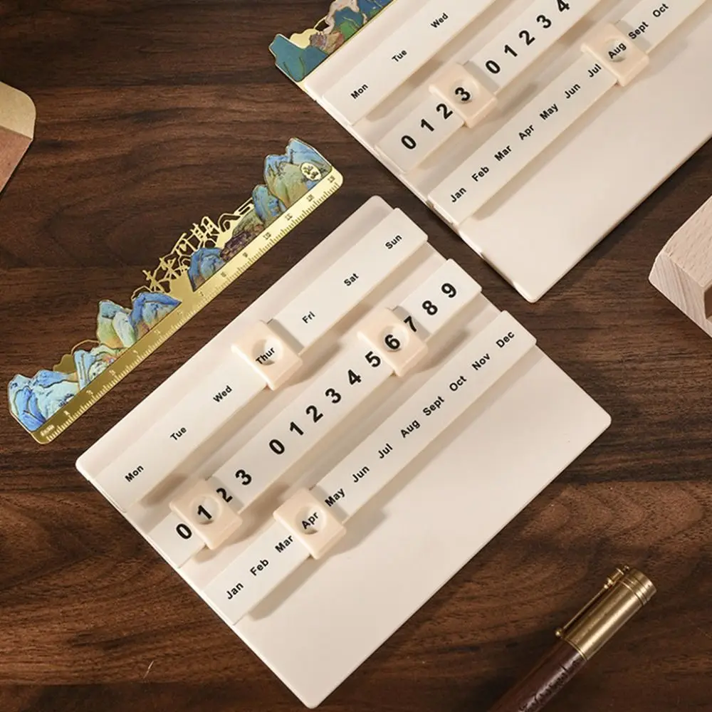 พร้อมไม้บรรทัด 2025 ไม้ Slider ปฏิทิน Ins สไตล์ Multi-Functional 2025 Perpetual Date ปฏิทินแฟชั่นแบบพกพา