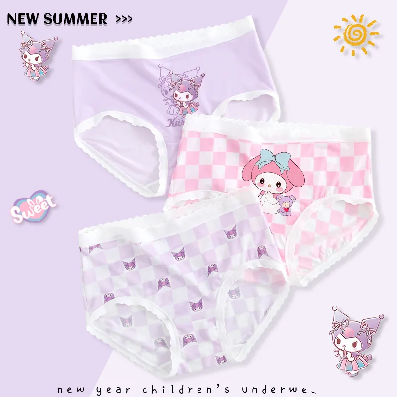 Sanrio Kuromi Children's Underwear New Summer Cartoon Girls Briefs Baby Girl Antibacterial Shorts Skin-Friendly Girl Clothes