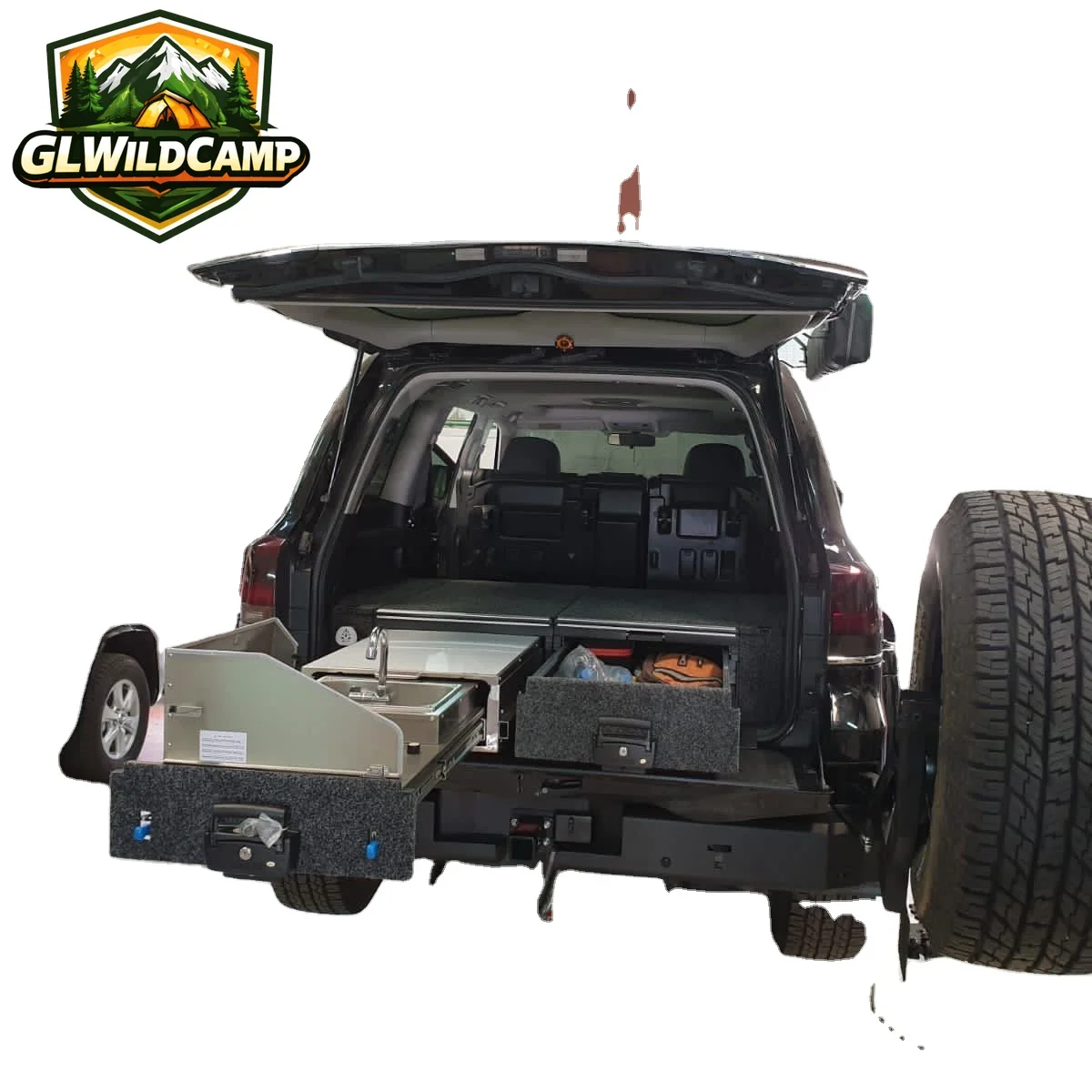 

Outdoor Cooking Auto Car Kitchen System 4X4 Drawers Burner Car Build Camping Mobile Kitc for Toyota Landcruiser 200 Series 2007+