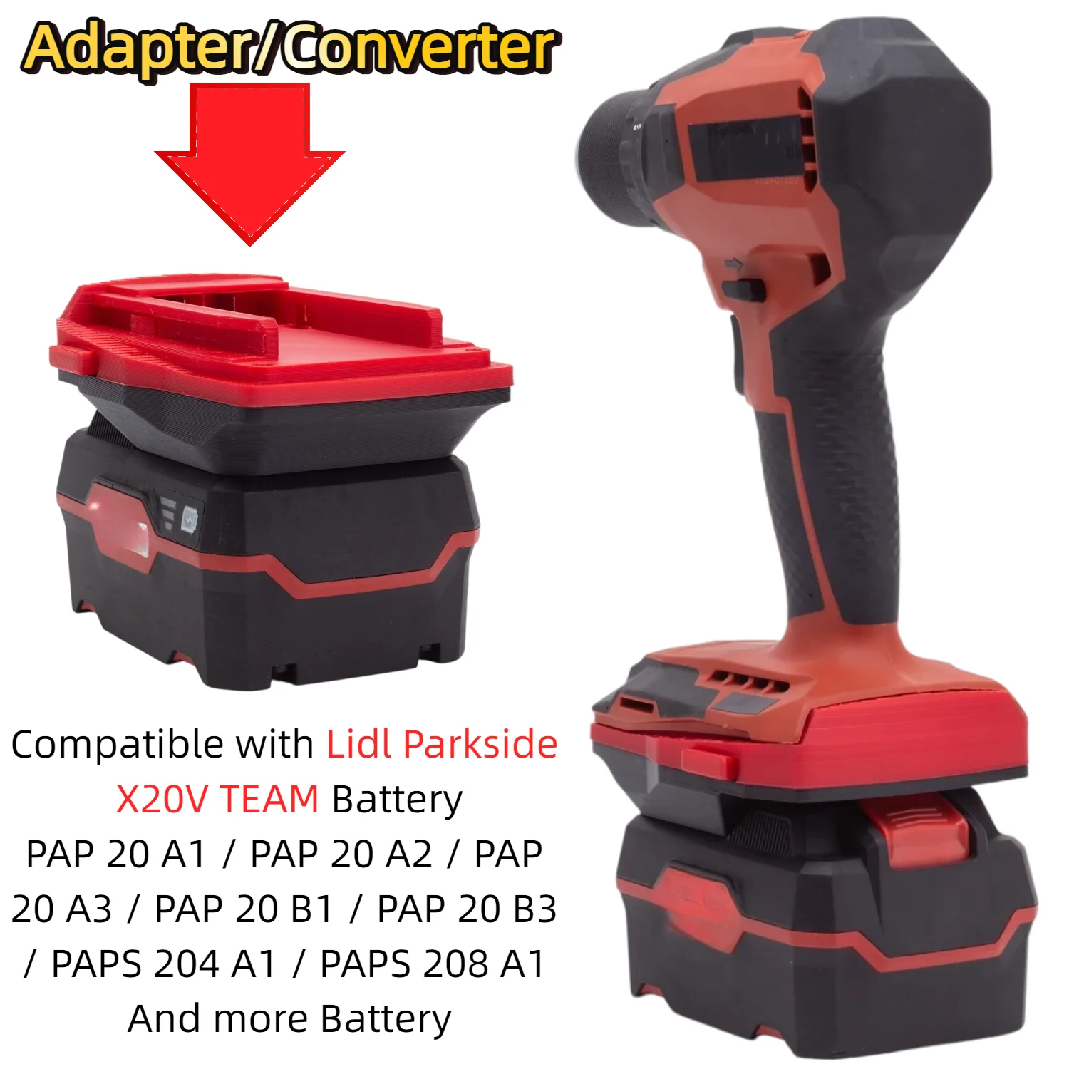 Battery Adapter/Converter for Lidl Parkside X20V TEAM Series Battery To Hilti Old 22V B22 Cordless Power Tools(Only Adapter)