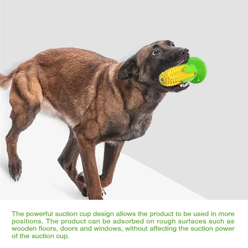 RM-Juguetes para masticar para la dentición de cachorros, juguetes resistentes con palitos de maíz para entrenar y limpiar los dientes, juguete para cepillo de dientes con ventosa chillón