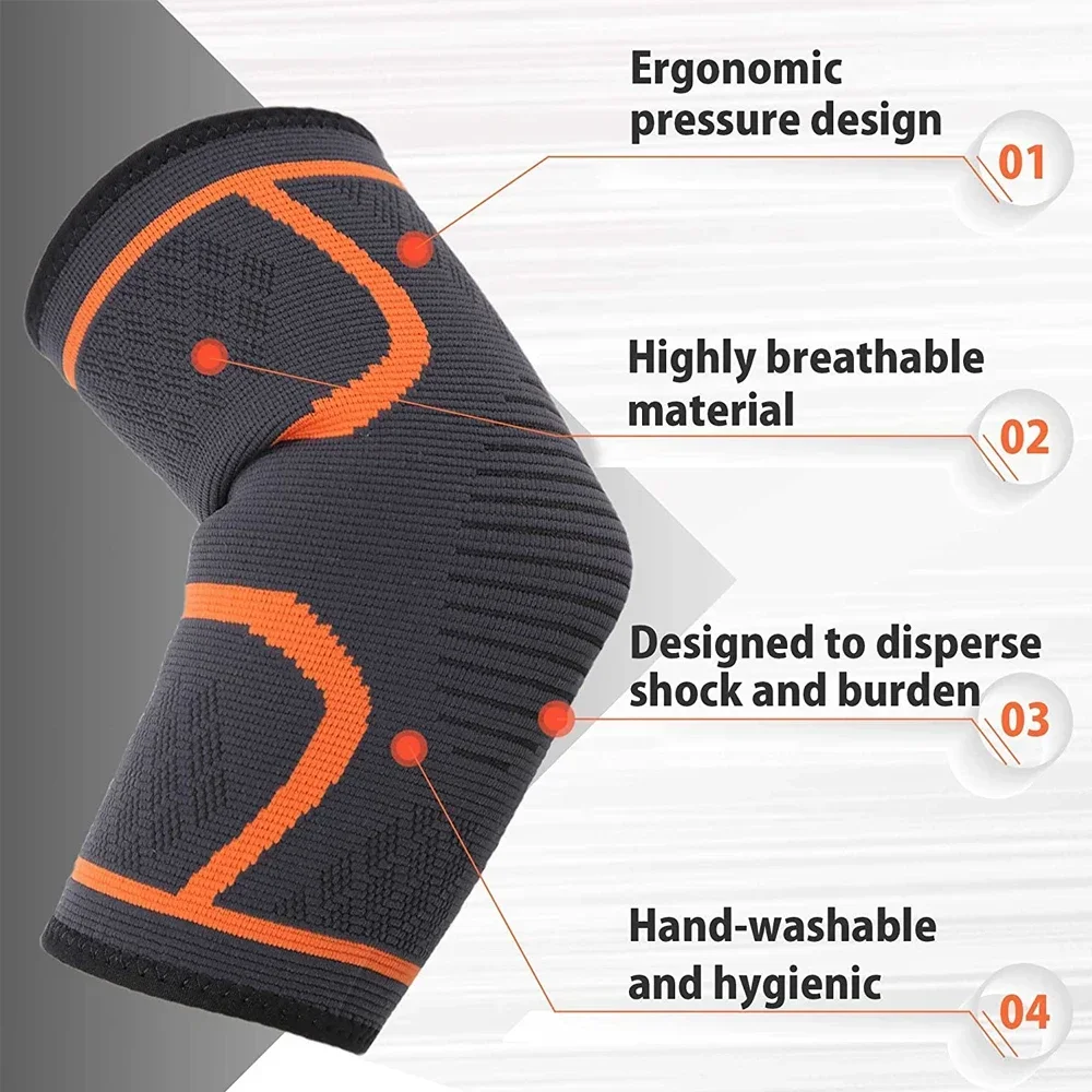 1Pair Elbow Brace Compression Support Sleeves for Tendonitis,Gym Tennis Elbow Treatment - Reduce Joint Pain During Any Activity