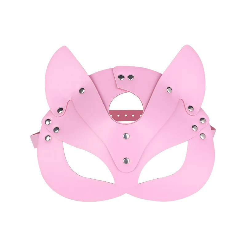 Half Face Cat Cosplay Mask Female Sexy PU Leather Mask Fox Masquerade Mask Halloween Mysterious Eyemask Costume Accessories