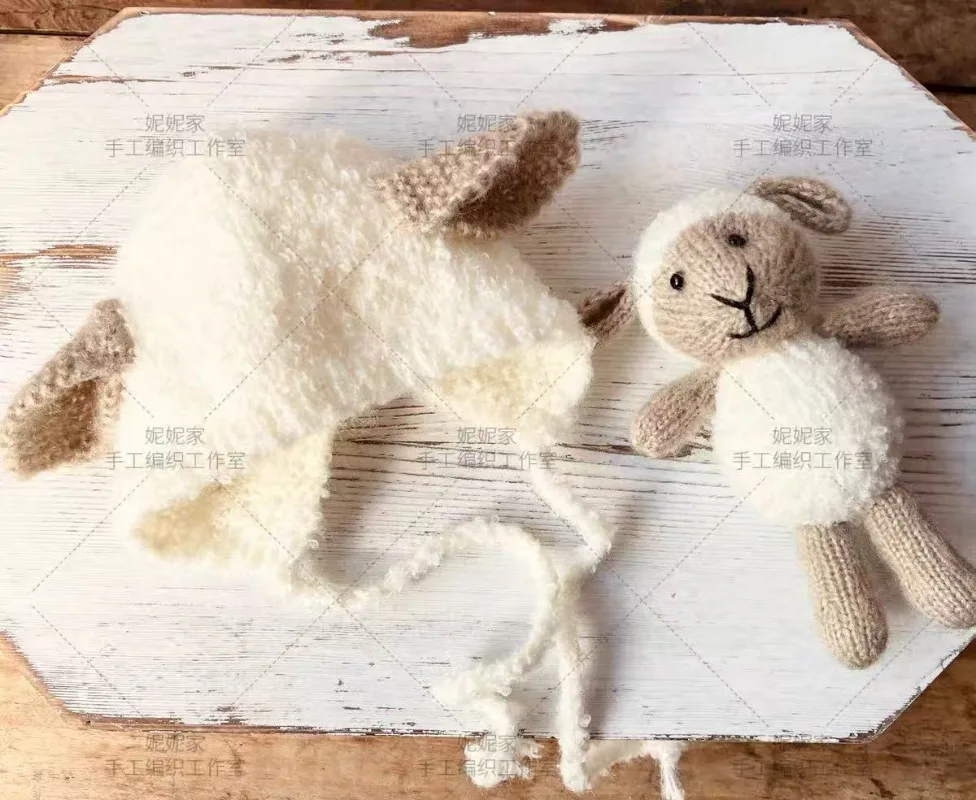 Accessori per Fotografia Neonatale: Set di Abbigliamento in Maglia Fatto a Mano con Cappello e Pecora, 3 Pezzi per Servizi Fotografici di Neonati
