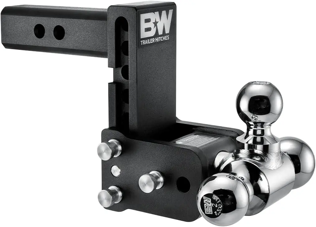 

Adjustable Trailer Hitch Ball Mount - 2" Receiver, Tri-Ball (1-7/8", 2", 2-5/16"), 5" Drop, 10K GTW - Tow & Stow Design