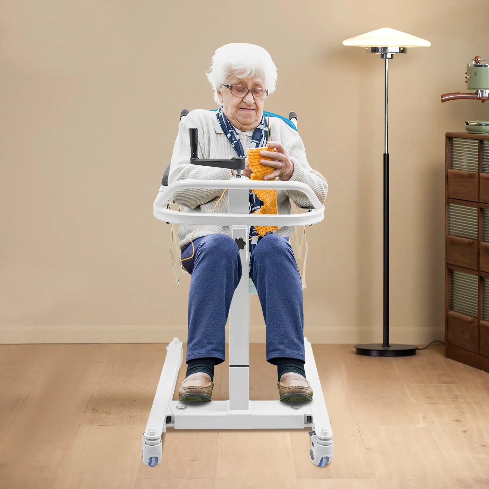 Patiententransferstuhl, Transportstuhl für Senioren, Pflegewagen mit 120 kg Tragkraft für Zuhause/Krankenhäuser/Pflegeheime – Detail 6
