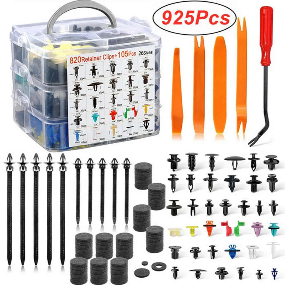 Car Retainer Clips Auto Fasteners Kit Fender Retainer Clips Car Rivet Clips Kit with  Fastener Remover for GM Ford Toyota Honda