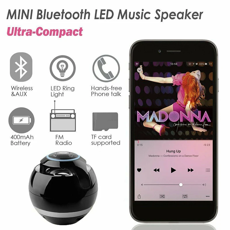 Subwoofer Rechargeable Battery Wireless Portable Novel Design Speakers Loudspeaker Box Built In Memory Chip Mini Size