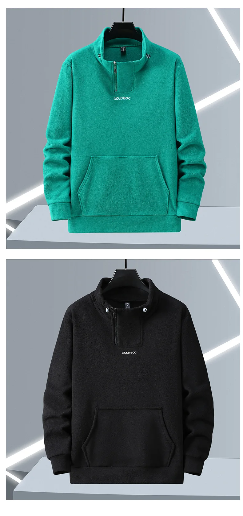 Plus Size 12XL Men's Sweatshirts Half Turtleneck Zip Up Pullover Male Polar Fleece Oversize Loose Fit Extra Big Large 10XL 11XL