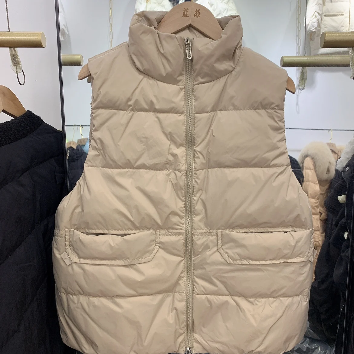 Autumn Winter Women's Cotton Vest Warmth Outerwear Sleeveless Thickened Jacket Small Size High-End Feel Commute Style