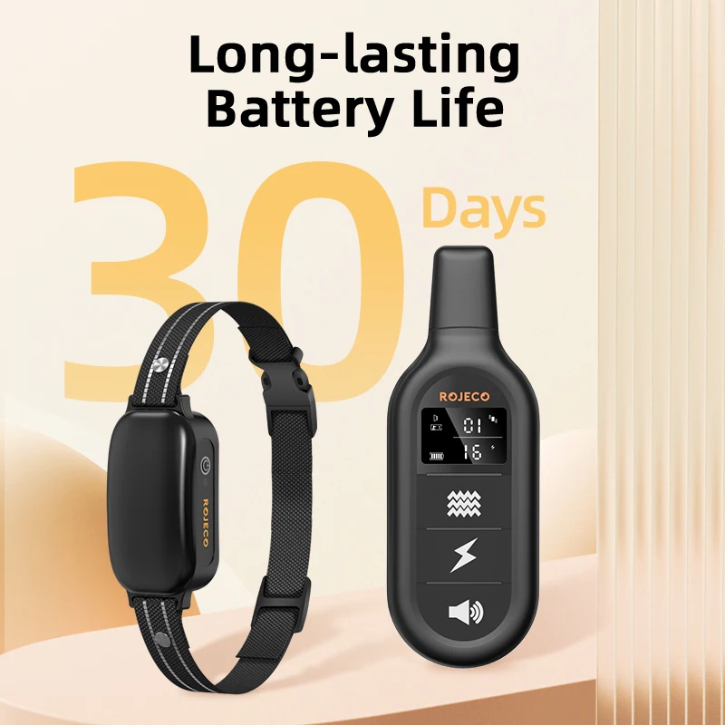 ROJECO طوق تدريب الكلاب الكهربائية 3300ft التحكم عن بعد مقاوم للماء الاهتزاز مكافحة النباح طوق كلب النباح وقف صدمة طوق