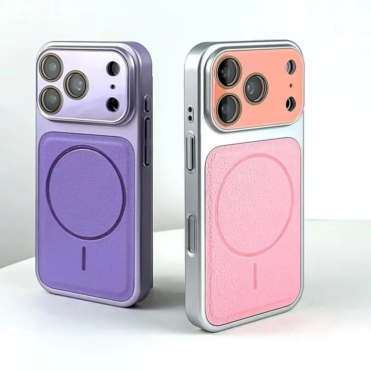 Großes Fenster-Design Lychee-Leder Magnetische Hülle für iPhone 17 16 15 14 13 12 11 Pro Max für MagSafe Harte Kabellose Ladehülle